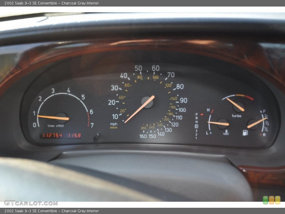 Charcoal Gray Interior Gauges for the 2002 Saab 9-3 SE Convertible #51356015