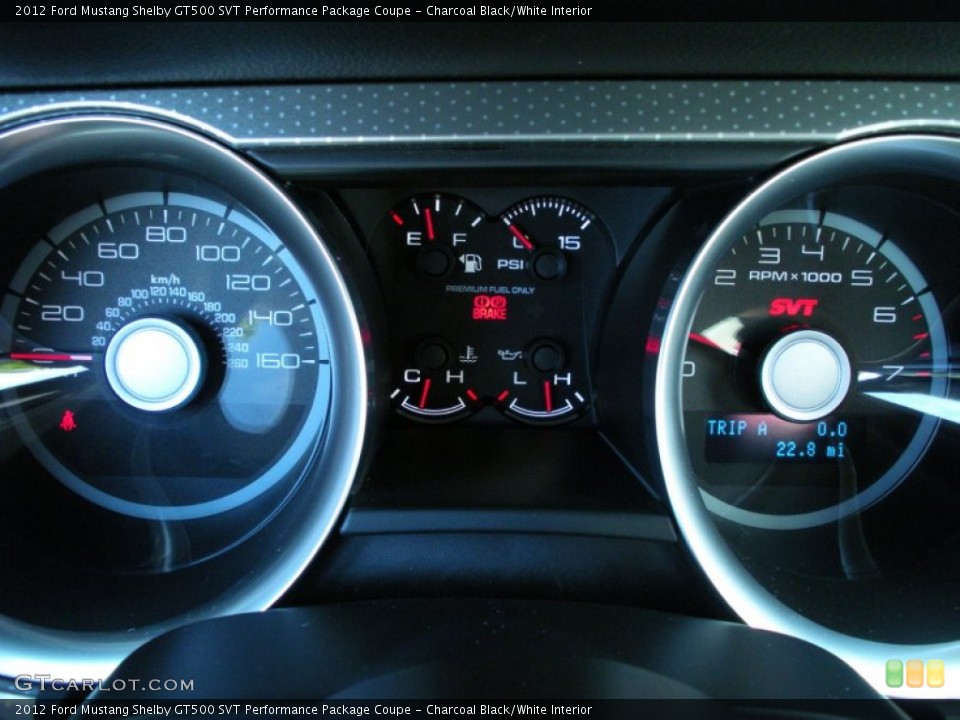 Charcoal Black/White Interior Gauges for the 2012 Ford Mustang Shelby GT500 SVT Performance Package Coupe #51358481