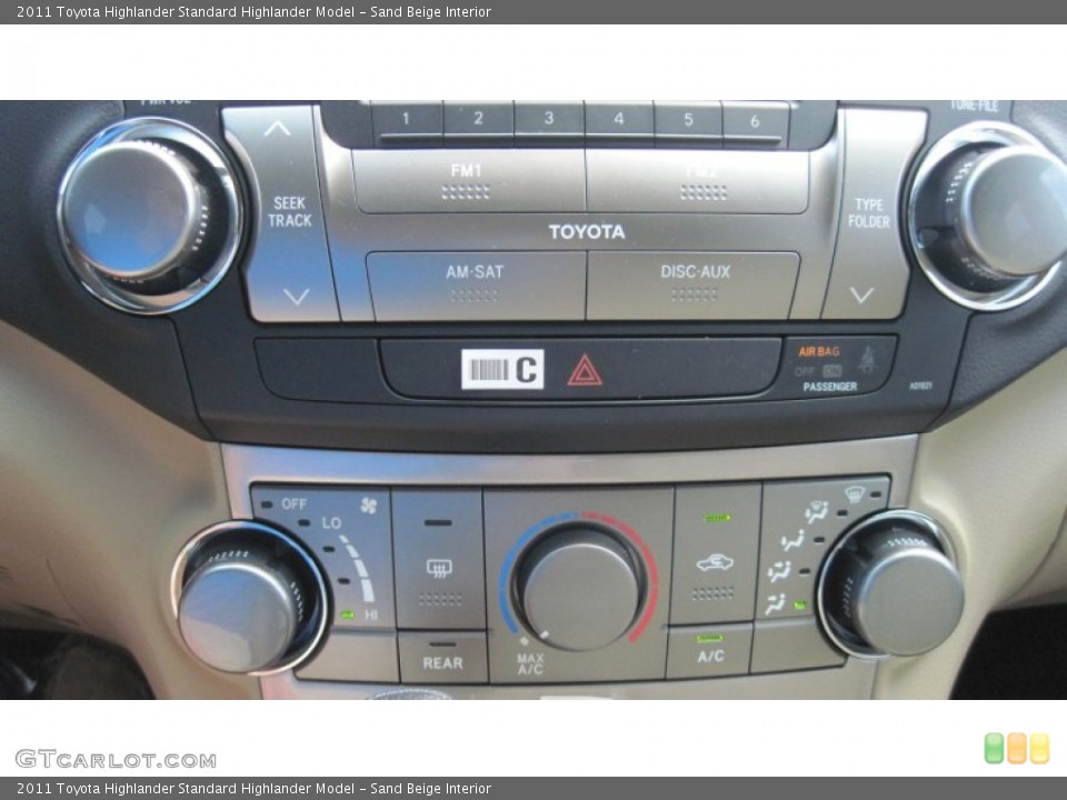 Sand Beige Interior Controls for the 2011 Toyota Highlander  #51384697