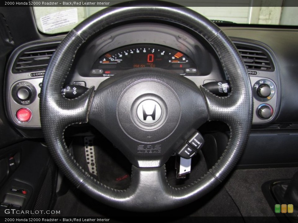 Black/Red Leather Interior Steering Wheel for the 2000 Honda S2000 Roadster #51422641
