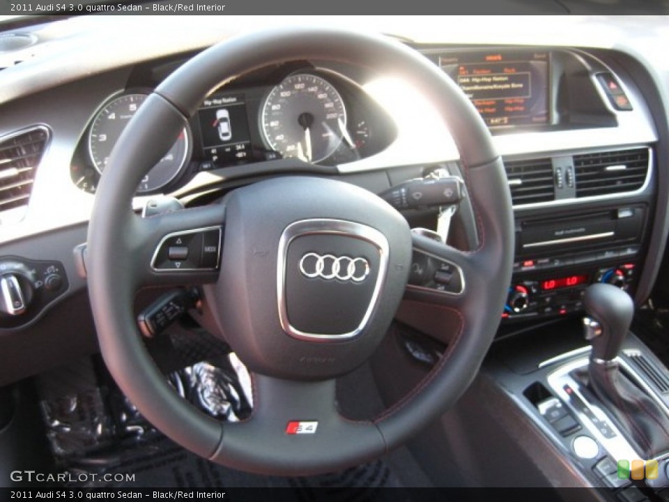 Black/Red Interior Steering Wheel for the 2011 Audi S4 3.0 quattro Sedan #51430635