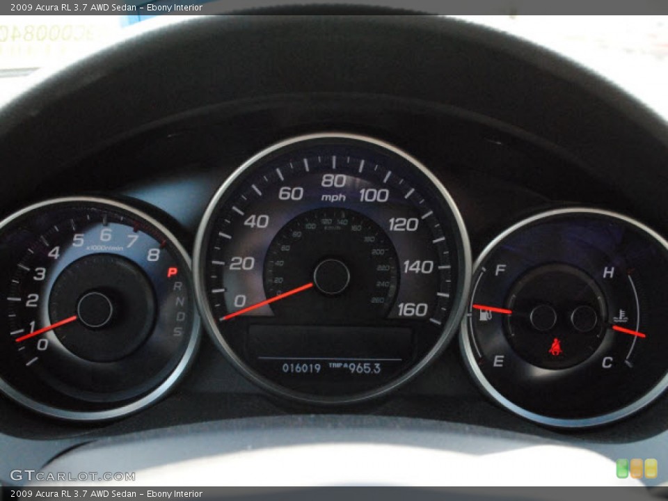 Ebony Interior Gauges for the 2009 Acura RL 3.7 AWD Sedan #51440001