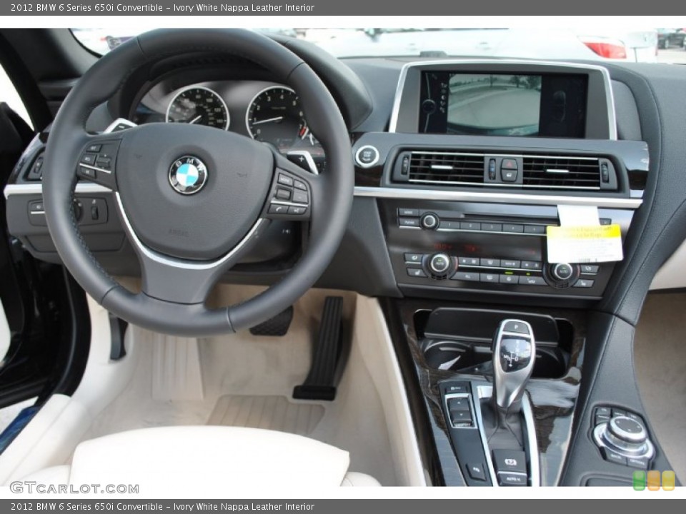 Ivory White Nappa Leather Interior Dashboard for the 2012 BMW 6 Series 650i Convertible #51472050