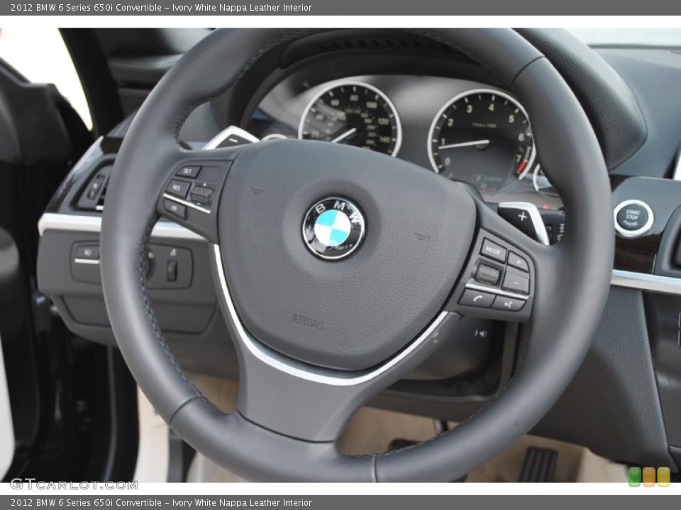 Ivory White Nappa Leather Interior Steering Wheel for the 2012 BMW 6 Series 650i Convertible #51472059