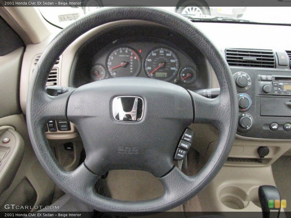 Beige Interior Steering Wheel for the 2001 Honda Civic EX Sedan #51502480