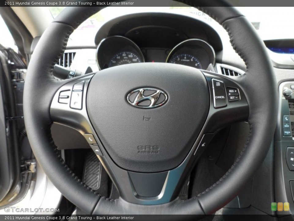 Black Leather Interior Steering Wheel for the 2011 Hyundai Genesis Coupe 3.8 Grand Touring #51508399