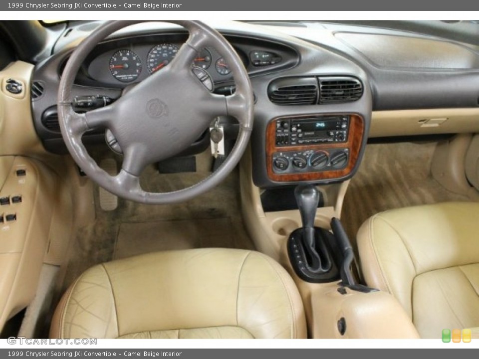 Camel Beige Interior Dashboard for the 1999 Chrysler Sebring JXi Convertible #51510802