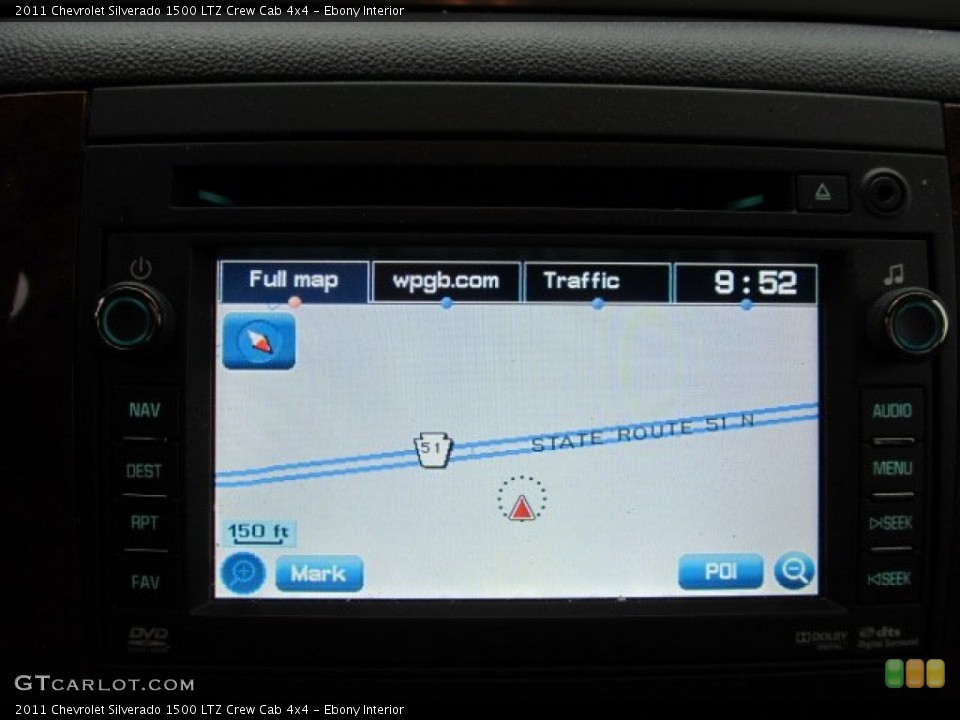 Ebony Interior Navigation for the 2011 Chevrolet Silverado 1500 LTZ Crew Cab 4x4 #51525553