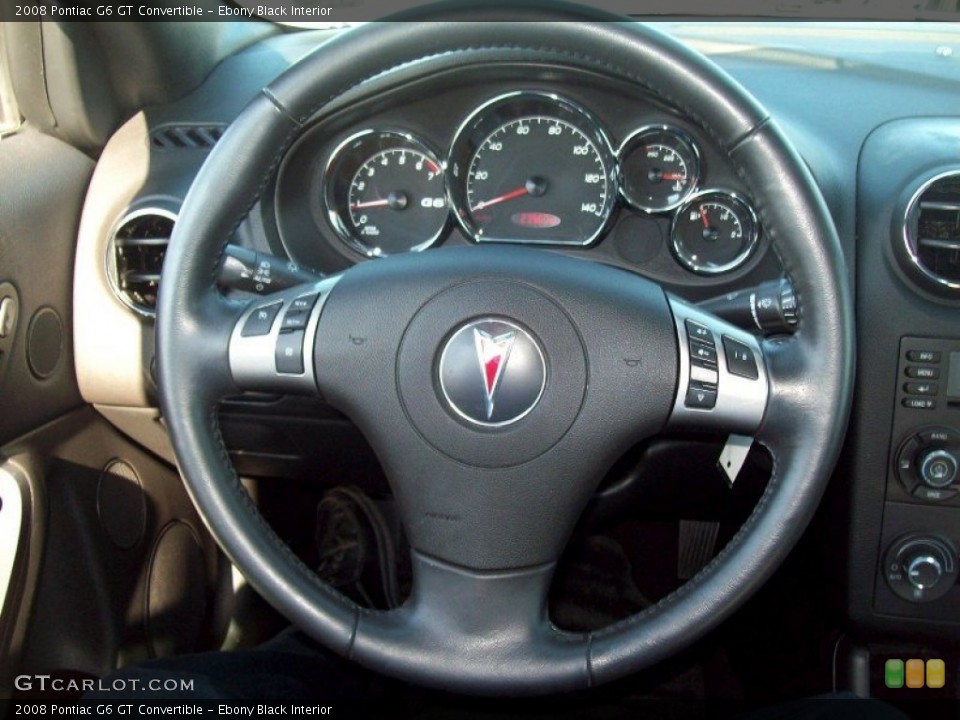 Ebony Black Interior Steering Wheel for the 2008 Pontiac G6 GT Convertible #51557904