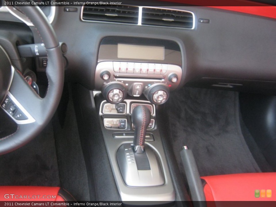 Inferno Orange/Black Interior Controls for the 2011 Chevrolet Camaro LT Convertible #51597481