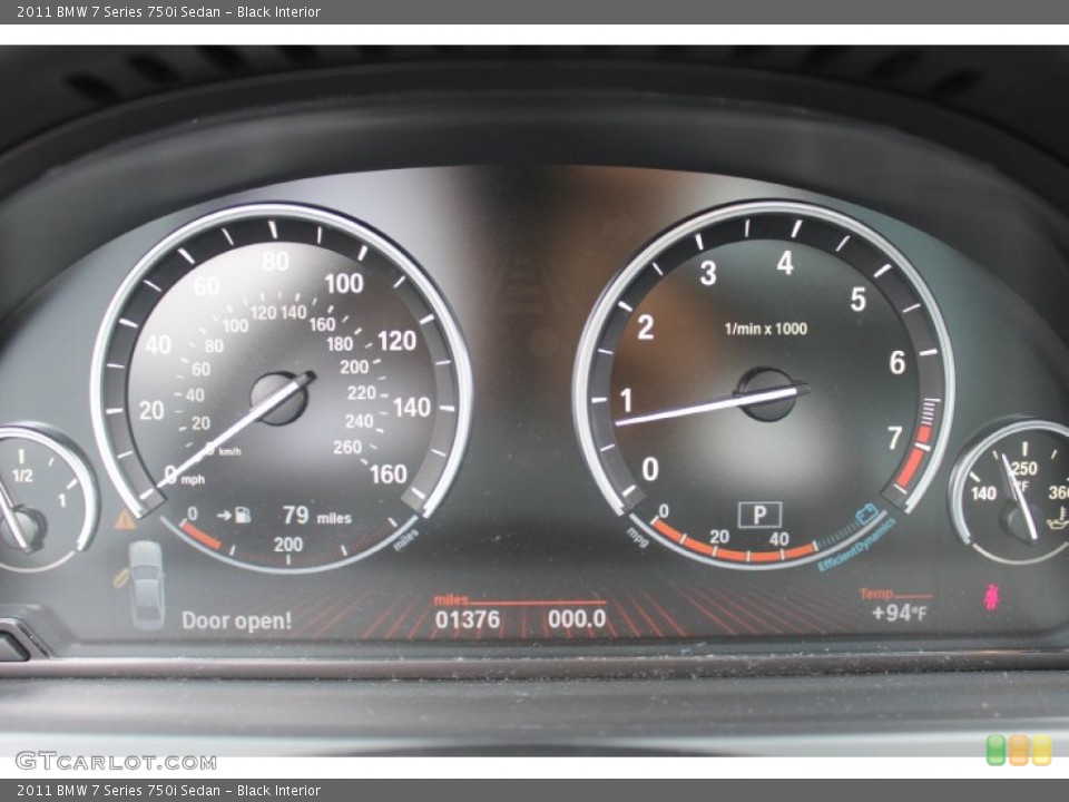 Black Interior Gauges for the 2011 BMW 7 Series 750i Sedan #51657817