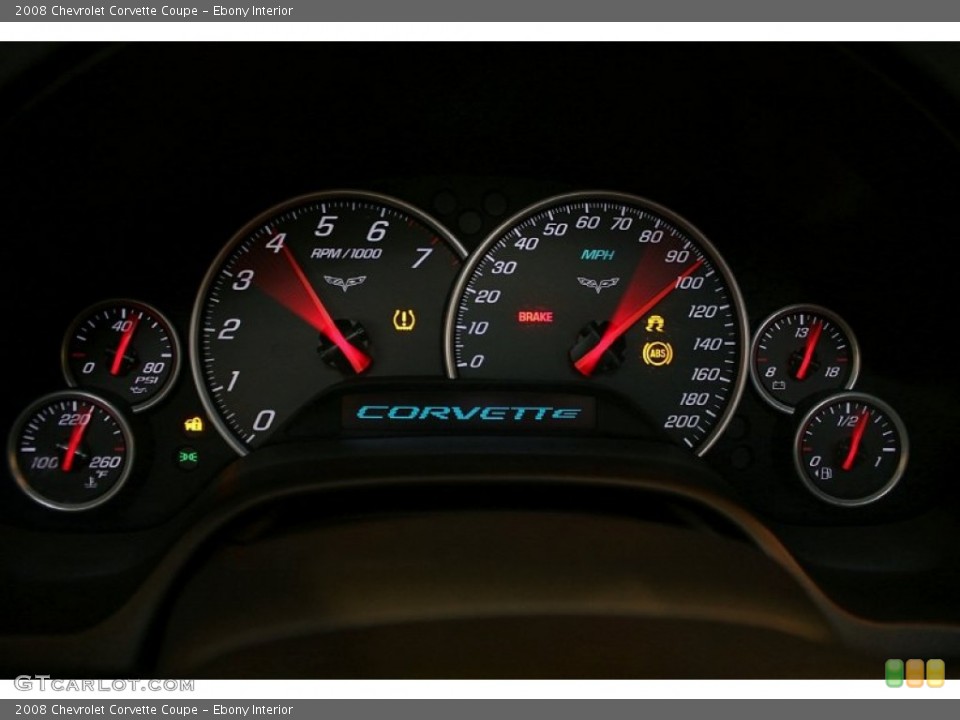 Ebony Interior Gauges for the 2008 Chevrolet Corvette Coupe #51671220