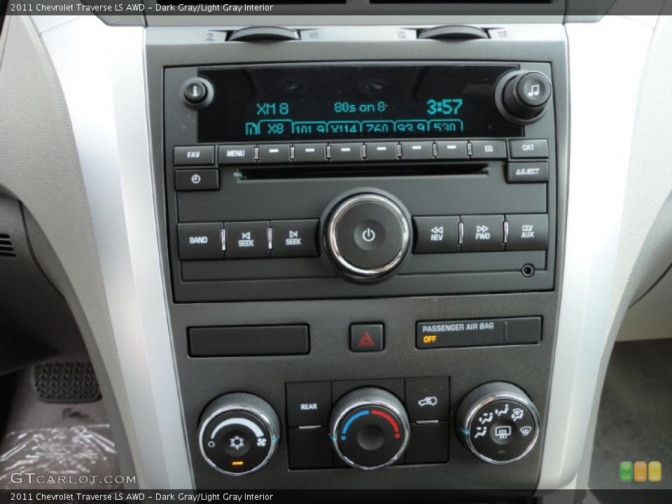 Dark Gray/Light Gray Interior Controls for the 2011 Chevrolet Traverse LS AWD #51705892