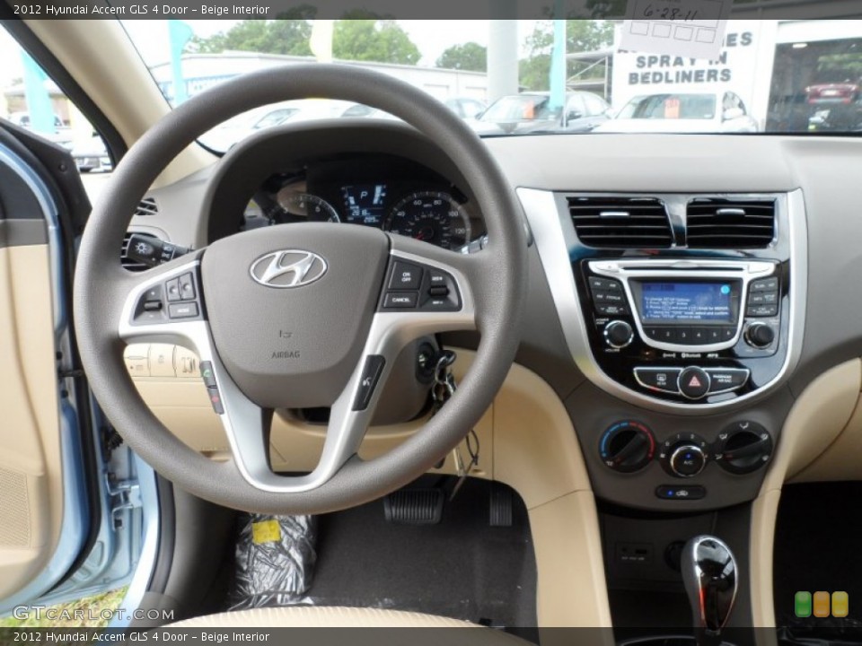 Beige Interior Dashboard for the 2012 Hyundai Accent GLS 4 Door #51763003