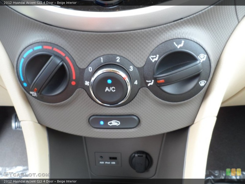 Beige Interior Controls for the 2012 Hyundai Accent GLS 4 Door #51763075