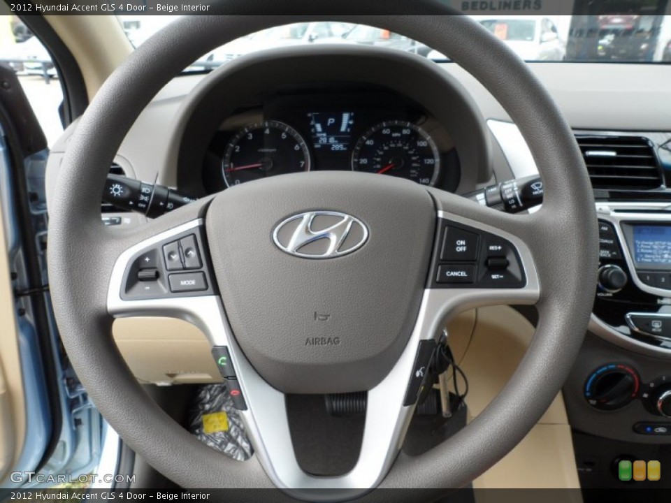 Beige Interior Steering Wheel for the 2012 Hyundai Accent GLS 4 Door #51763111
