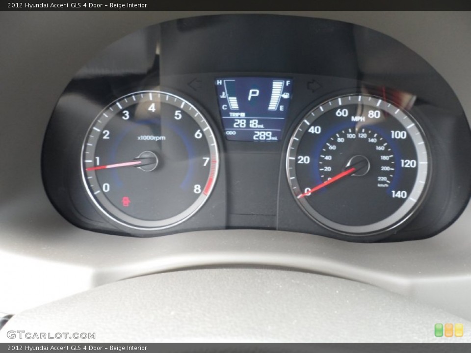 Beige Interior Gauges for the 2012 Hyundai Accent GLS 4 Door #51763123