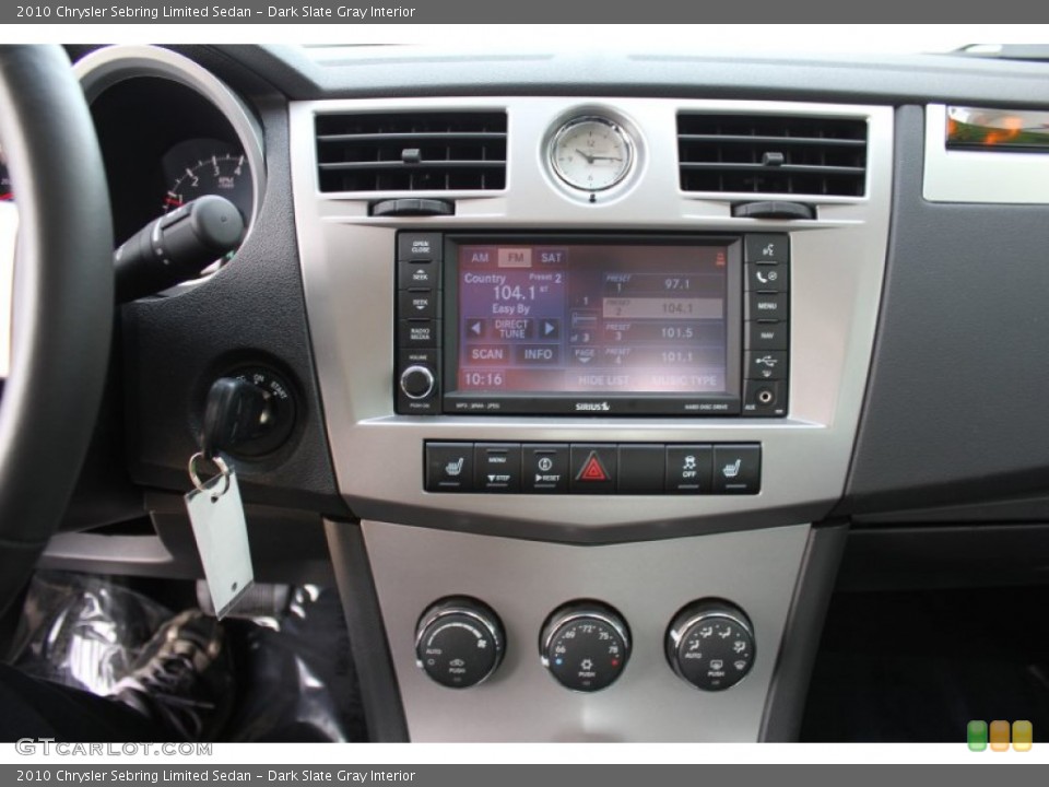 Dark Slate Gray Interior Controls for the 2010 Chrysler Sebring Limited Sedan #51800819