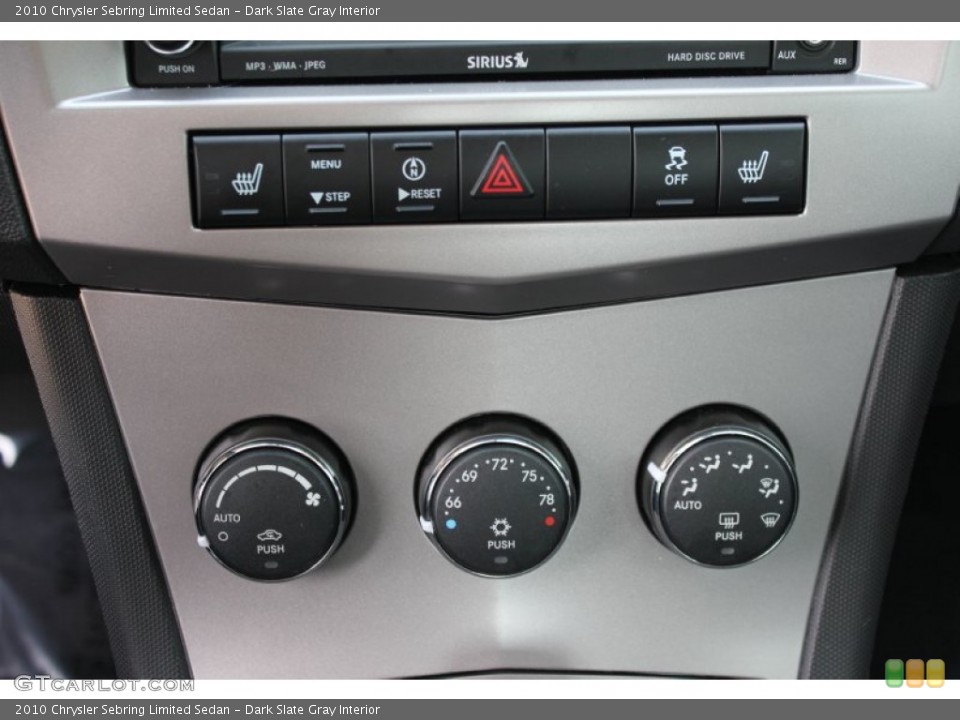 Dark Slate Gray Interior Controls for the 2010 Chrysler Sebring Limited Sedan #51800831