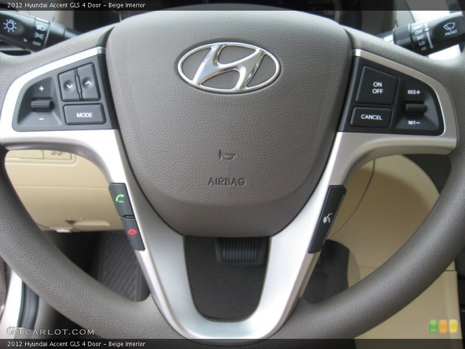 Beige Interior Steering Wheel for the 2012 Hyundai Accent GLS 4 Door #51827524