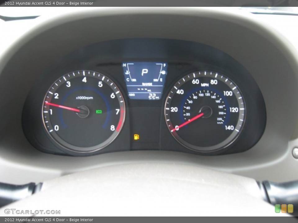 Beige Interior Gauges for the 2012 Hyundai Accent GLS 4 Door #51827536