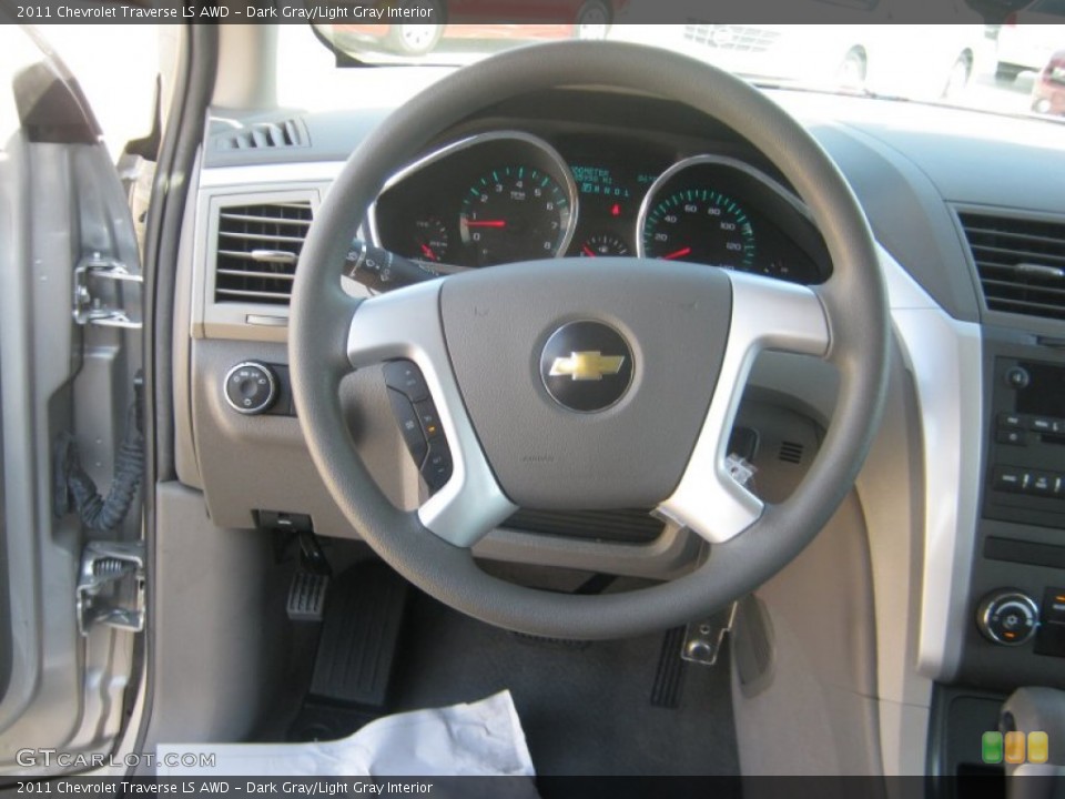 Dark Gray/Light Gray Interior Steering Wheel for the 2011 Chevrolet Traverse LS AWD #51869179