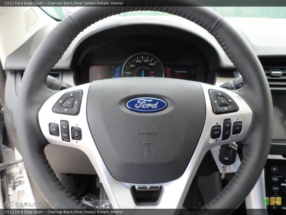 Charcoal Black/Silver Smoke Metallic Interior Steering Wheel for the 2011 Ford Edge Sport #51894158