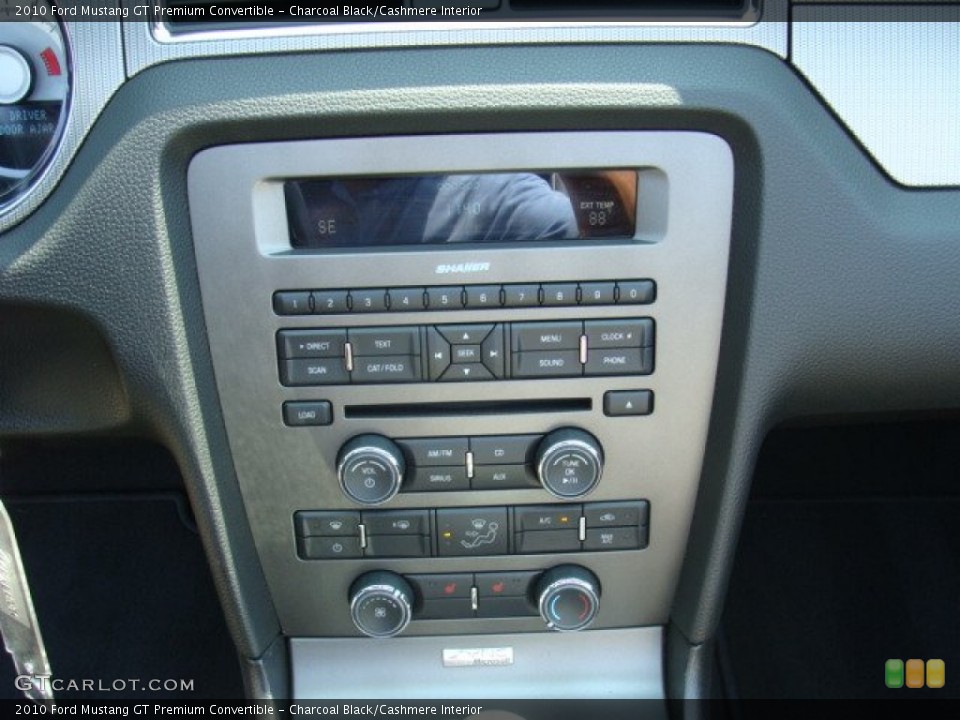 Charcoal Black/Cashmere Interior Controls for the 2010 Ford Mustang GT Premium Convertible #51918566