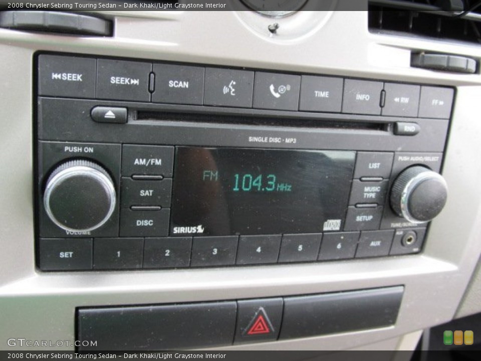 Dark Khaki/Light Graystone Interior Controls for the 2008 Chrysler Sebring Touring Sedan #51919676