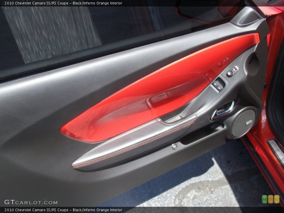 Black/Inferno Orange Interior Door Panel for the 2010 Chevrolet Camaro SS/RS Coupe #51982691