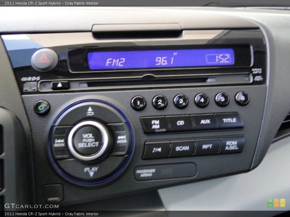 Gray Fabric Interior Controls for the 2011 Honda CR-Z Sport Hybrid #52011978