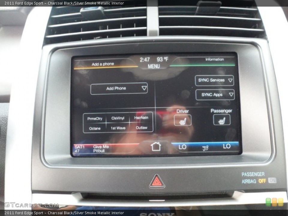 Charcoal Black/Silver Smoke Metallic Interior Controls for the 2011 Ford Edge Sport #52016970
