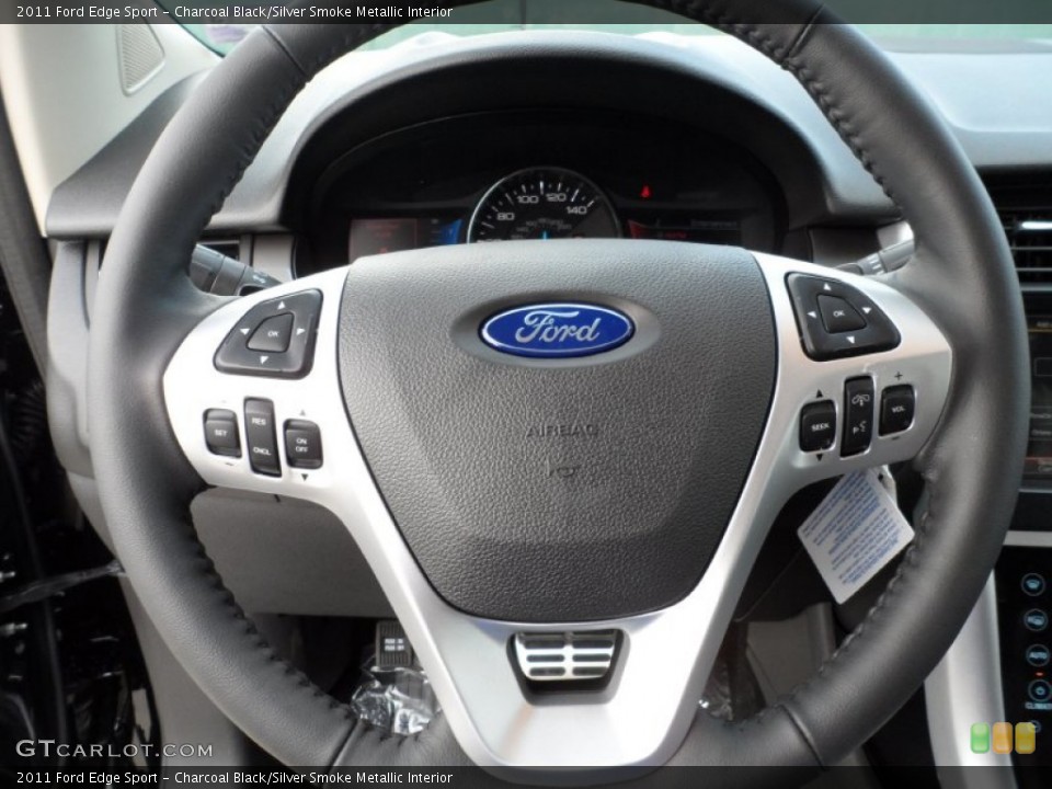Charcoal Black/Silver Smoke Metallic Interior Steering Wheel for the 2011 Ford Edge Sport #52017030