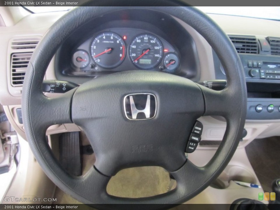 Beige Interior Steering Wheel for the 2001 Honda Civic LX Sedan #52022949