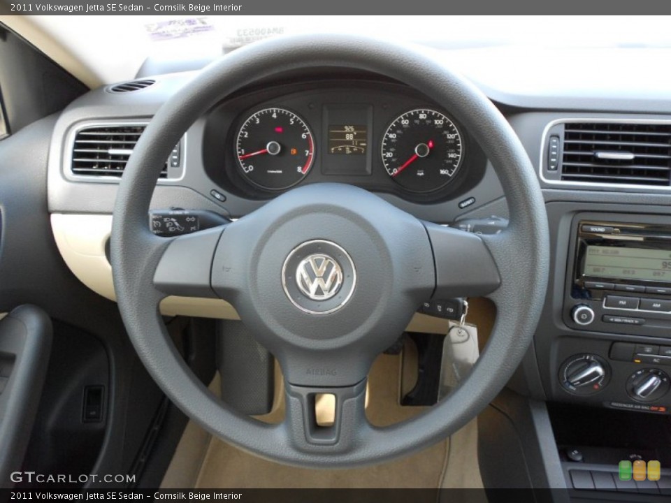 Cornsilk Beige Interior Steering Wheel for the 2011 Volkswagen Jetta SE Sedan #52033332
