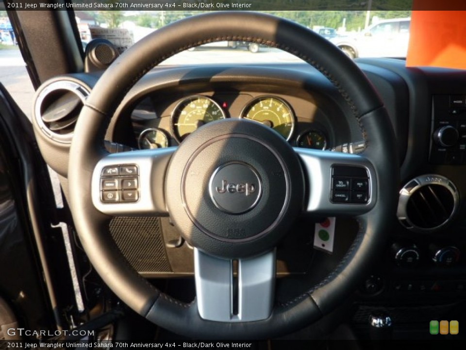 Black/Dark Olive Interior Steering Wheel for the 2011 Jeep Wrangler Unlimited Sahara 70th Anniversary 4x4 #52100966