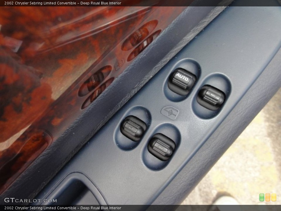 Deep Royal Blue Interior Controls for the 2002 Chrysler Sebring Limited Convertible #52102718