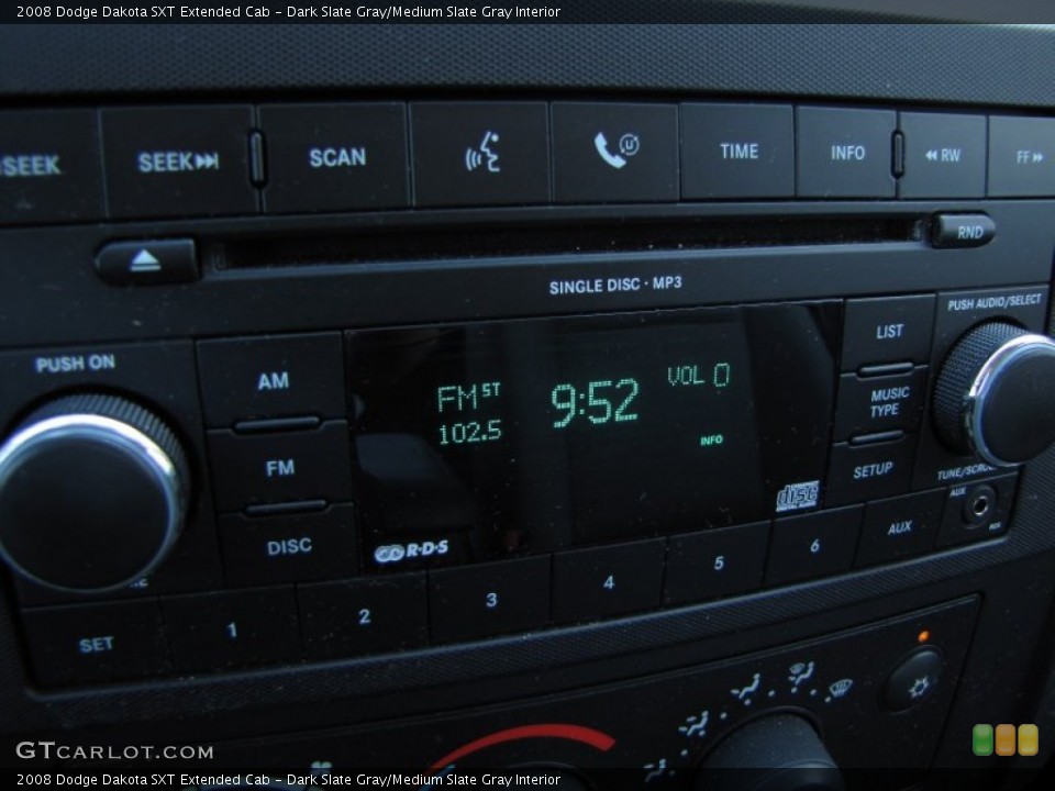 Dark Slate Gray/Medium Slate Gray Interior Controls for the 2008 Dodge Dakota SXT Extended Cab #52102877