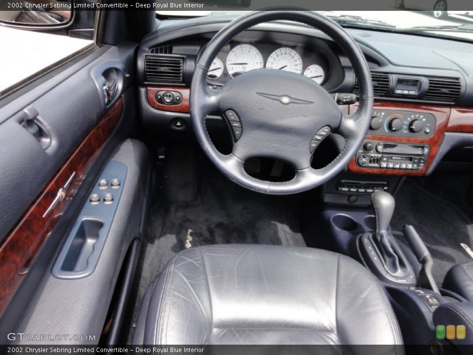 Deep Royal Blue Interior Dashboard for the 2002 Chrysler Sebring Limited Convertible #52103012