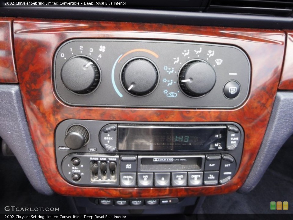 Deep Royal Blue Interior Controls for the 2002 Chrysler Sebring Limited Convertible #52103042