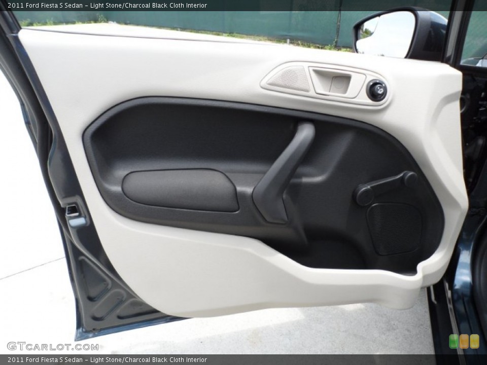 Light Stone/Charcoal Black Cloth Interior Door Panel for the 2011 Ford Fiesta S Sedan #52127905