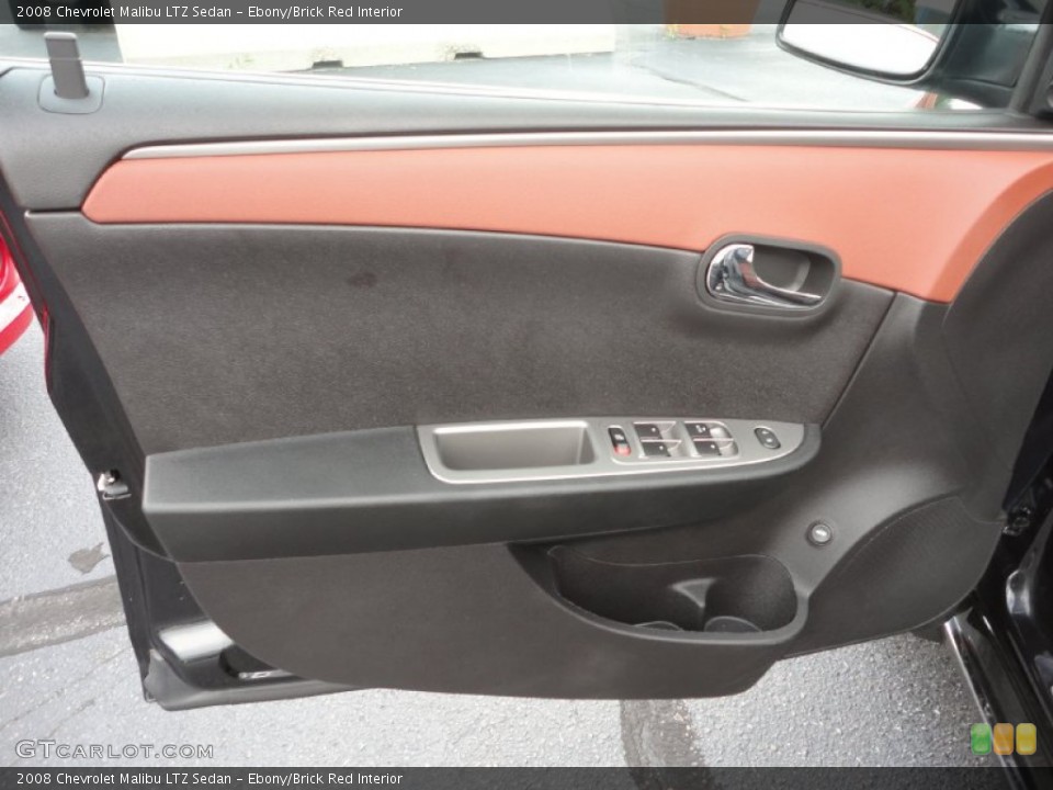 Ebony/Brick Red Interior Door Panel for the 2008 Chevrolet Malibu LTZ Sedan #52140196