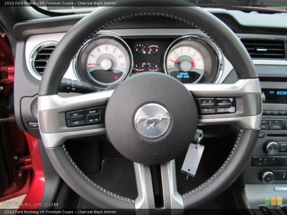 Charcoal Black Interior Steering Wheel for the 2010 Ford Mustang V6 Premium Coupe #52143196