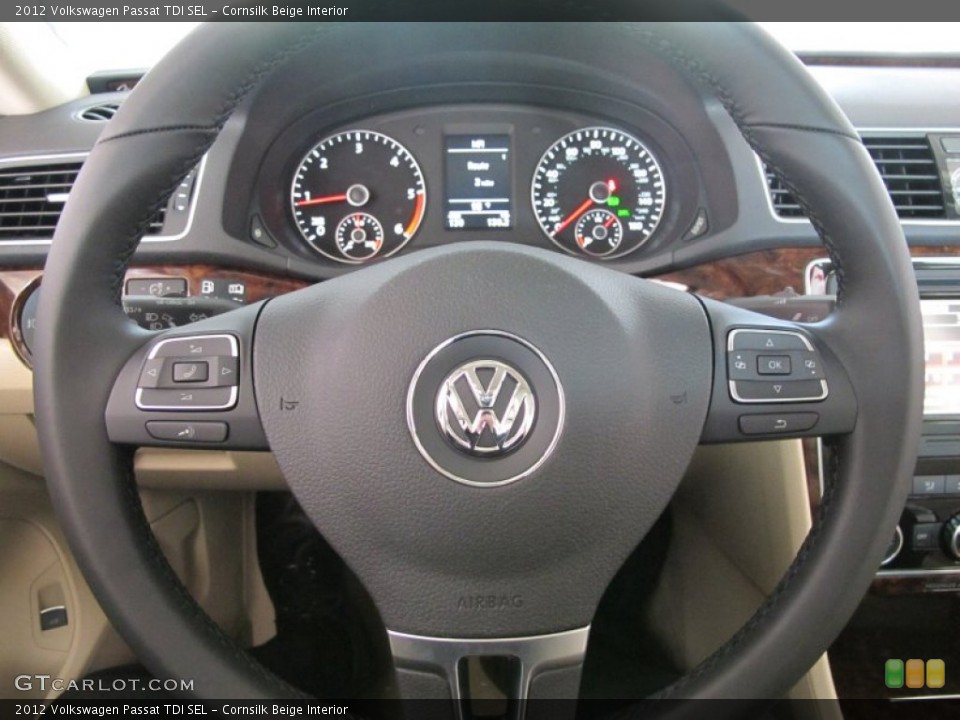 Cornsilk Beige Interior Steering Wheel for the 2012 Volkswagen Passat TDI SEL #52165123