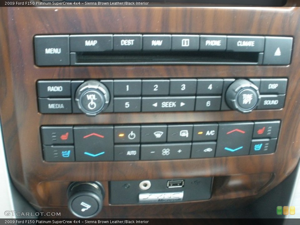 Sienna Brown Leather/Black Interior Controls for the 2009 Ford F150 Platinum SuperCrew 4x4 #52174747