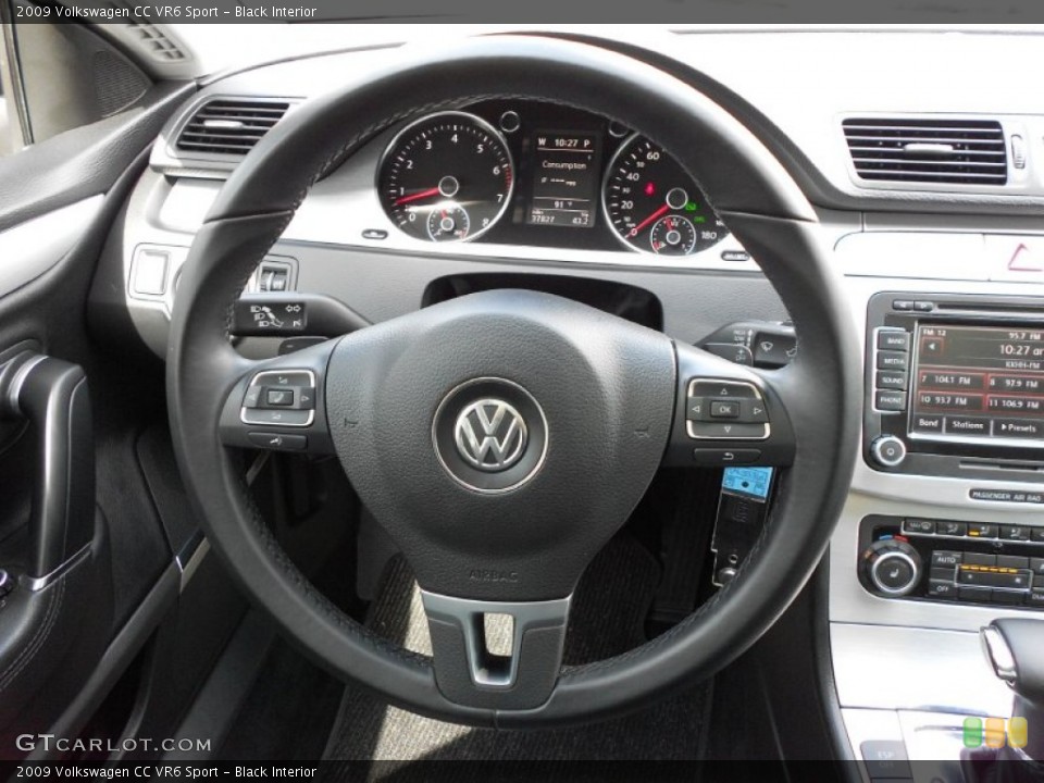 Black Interior Steering Wheel for the 2009 Volkswagen CC VR6 Sport #52180735