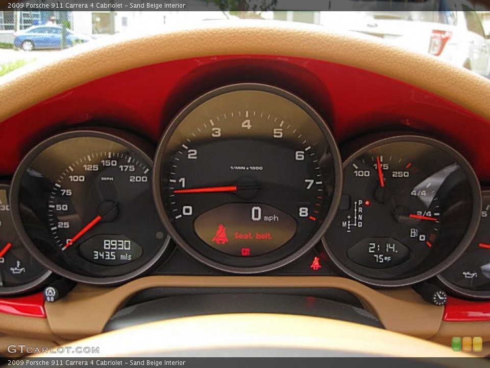 Sand Beige Interior Gauges for the 2009 Porsche 911 Carrera 4 Cabriolet #52202083