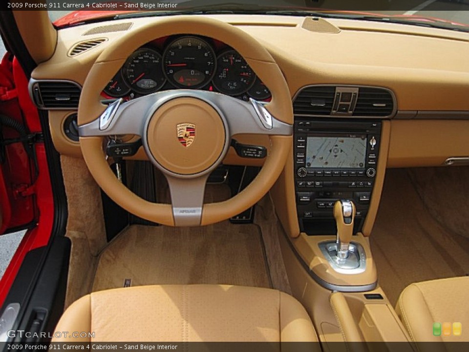 Sand Beige Interior Dashboard for the 2009 Porsche 911 Carrera 4 Cabriolet #52202101