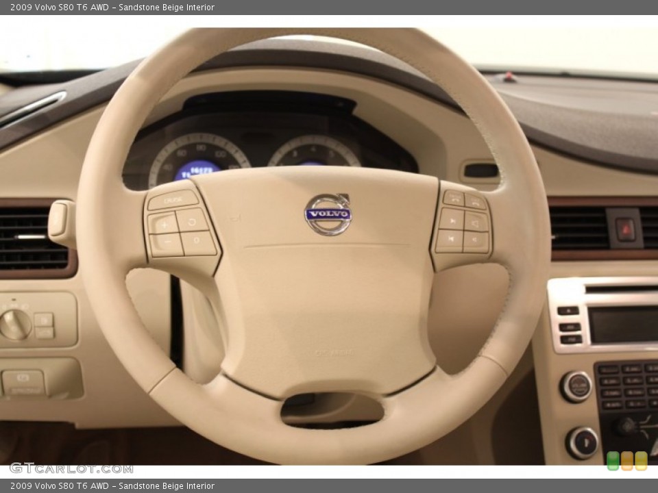 Sandstone Beige Interior Steering Wheel for the 2009 Volvo S80 T6 AWD #52205404