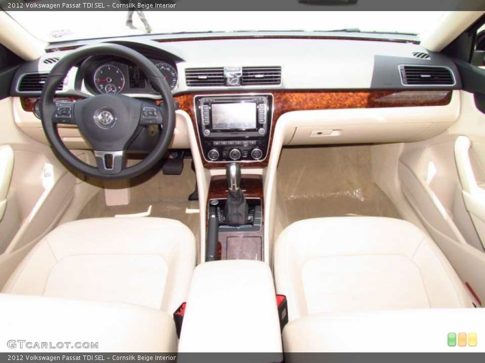 Cornsilk Beige Interior Dashboard for the 2012 Volkswagen Passat TDI SEL #52220611